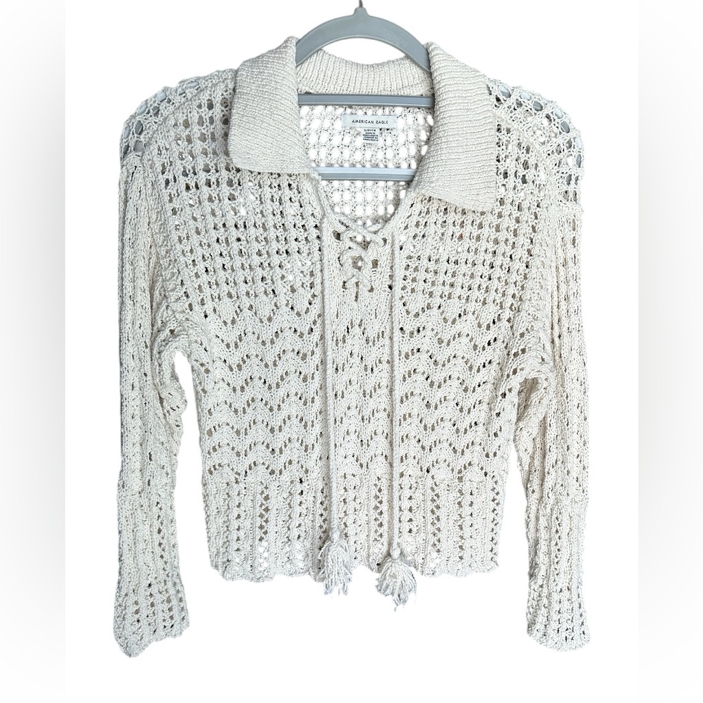 American Eagle Crochet Knit Sweater. Size Small